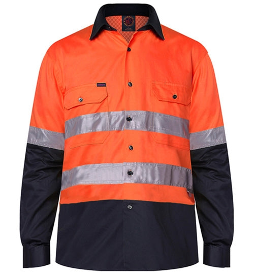 Hi Vis Lt Wt L/S O/F Drill Shirt Taped
