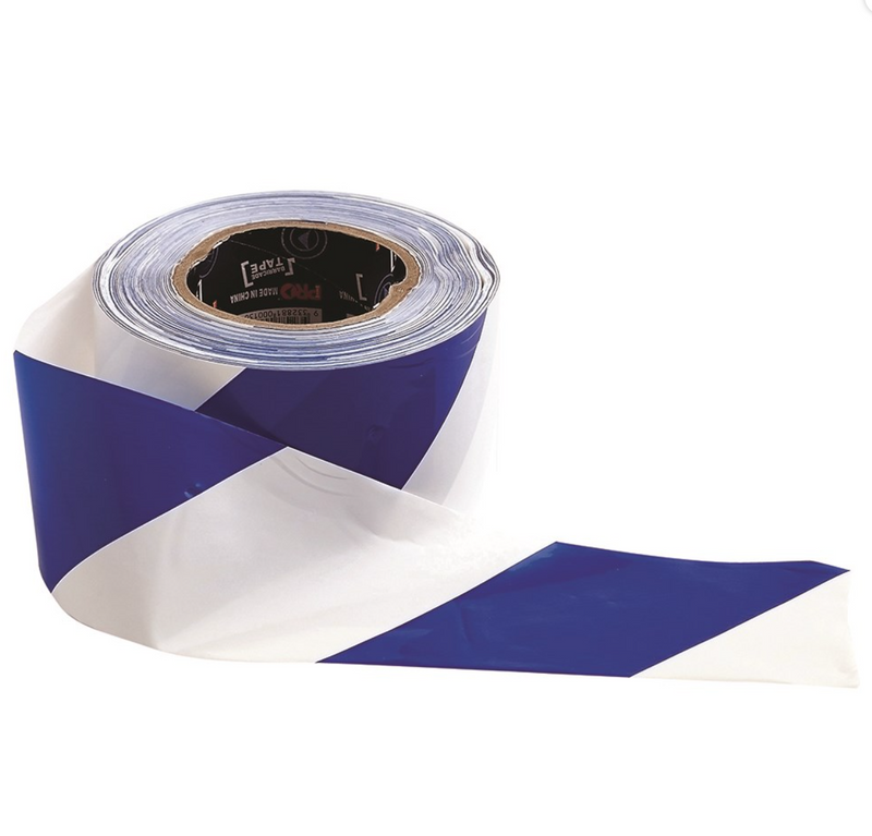 Barricade Tape - 100m x 75mm Blue & White